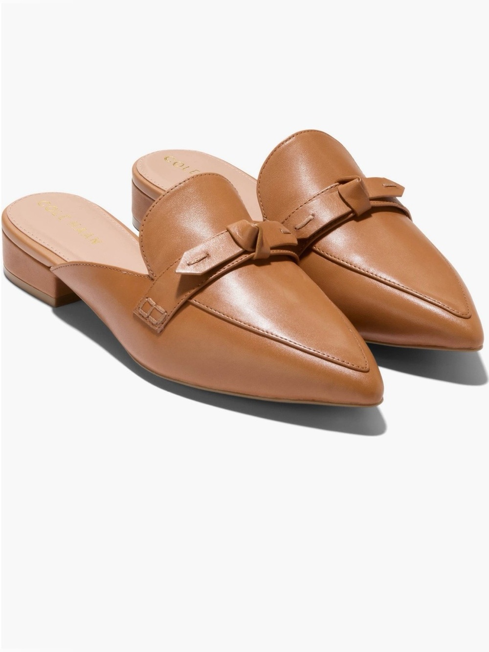 NIB-Cole Haan Piper Bow Leather Pointed-Toe Mule- CH Dark CUOIO LTHR Sz 9.5 B